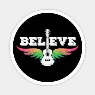 Believe Colorful Ukulele Wings Ukulele Magnet